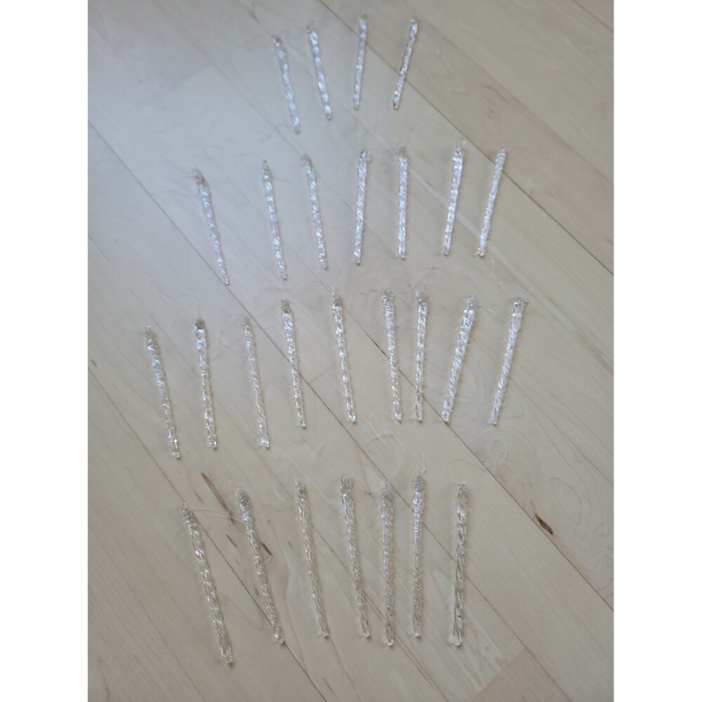 Lot of 27 Hand Blown Glass Twisted Icicle Ornaments 4"